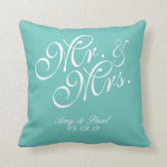 Mr&Mrs. Personalisiert Aquamarin Kissen<br><div class="desc">für Paar</div>