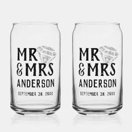 Mr & Mrs. Personalisiert Beer Glass Can Set Dosenglas