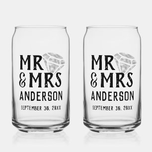 Mr & Mrs. Personalisiert Beer Glass Can Set Dosenglas
