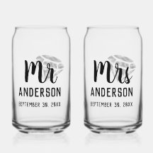 Mr & Mrs. Personalisiert Beer Glass Can Set