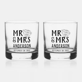 Mr & Mrs Personalisiert Rocks Glass Set Whiskyglas