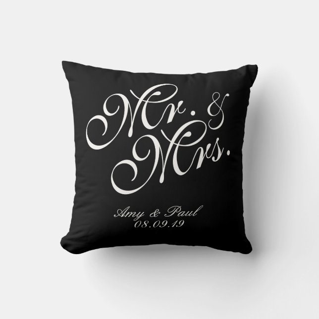 Mr&Mrs.Personalize Black Kissen (Vorderseite)