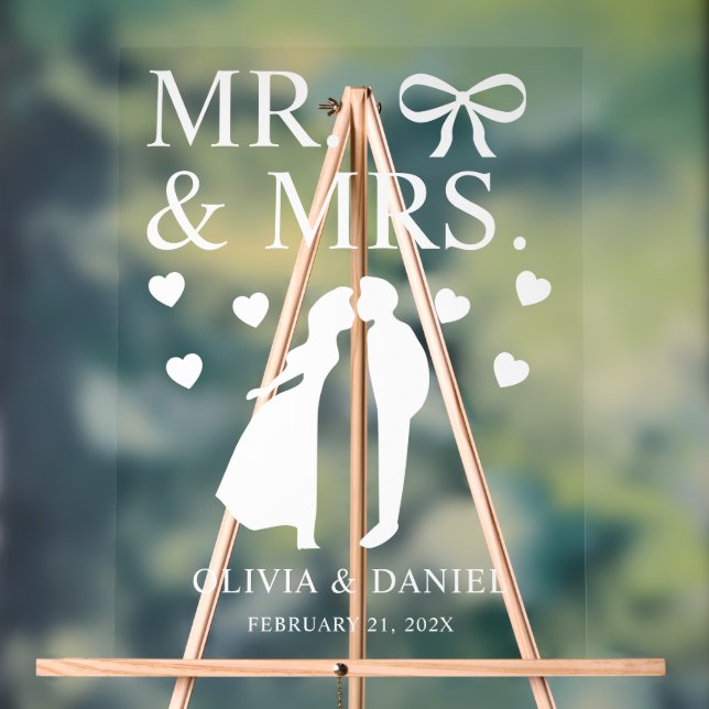 Mr. & Mrs. Personalized Wedding Acrylschild (Neutral)