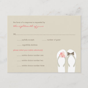Mr & Mrs Pink Flip Flops Beach Wedding RSVP Card