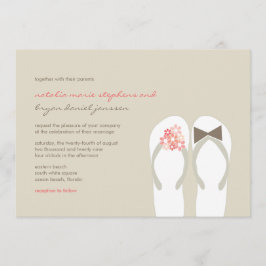 Mr & Mrs Pink Flip Flops Plage Mariage Invitation
