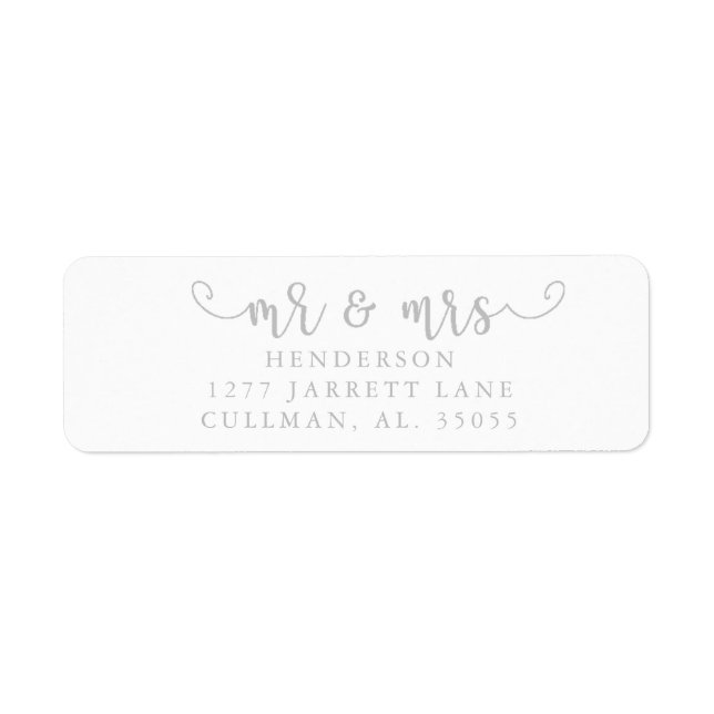 Mr & Mrs Return Address Label (Vorne)