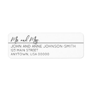 Mr & Mrs Return Address Label - Hyphen Last Names
