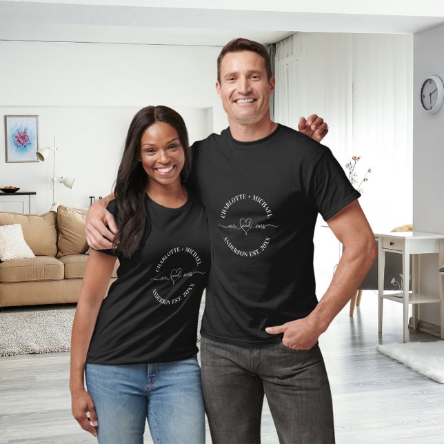 Mr mrs Schwarz-weiße Namen von Vermächtnisschweste T-Shirt (Von Creator hochgeladen)