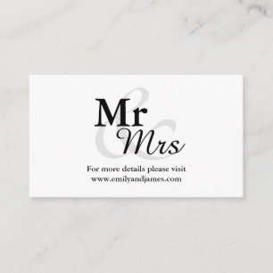 Mr&Mrs Simple Elegant Typografy Wedding Details Begleitkarte