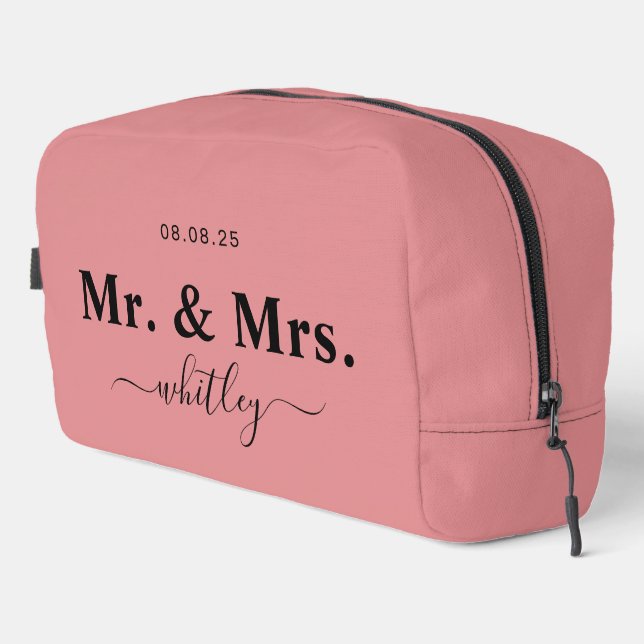 Mr & Mrs Toilettebeutel für Paar (Pink: E48E91) Waschbeutel (Rechte Ecke)