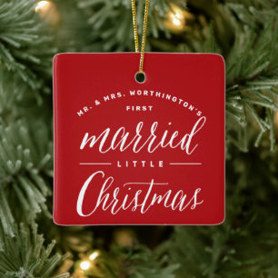 Mr & Mrs. Verheiratet Little Christmas Holiday Wed Keramikornament