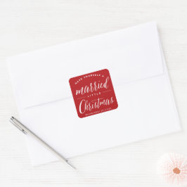 Mr & Mrs. Verheiratet Little Christmas Holiday Wed Quadratischer Aufkleber