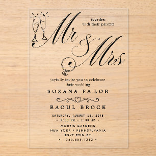 mr & mrs Wedding Acryllic Einladungen