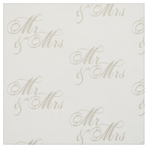 Mr&Mrs Wedding Celebration White Fabric Stoff
