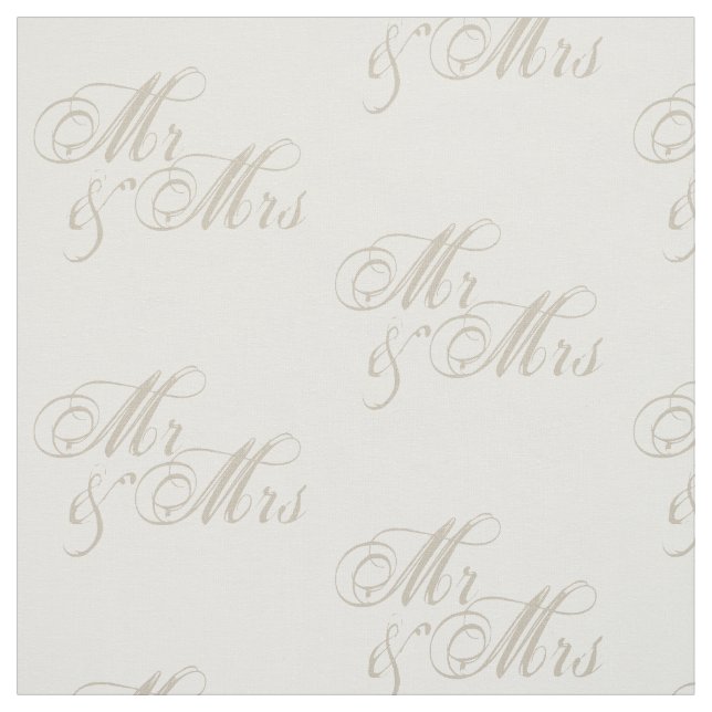 Mr&Mrs Wedding Celebration White Fabric Stoff (Muster)