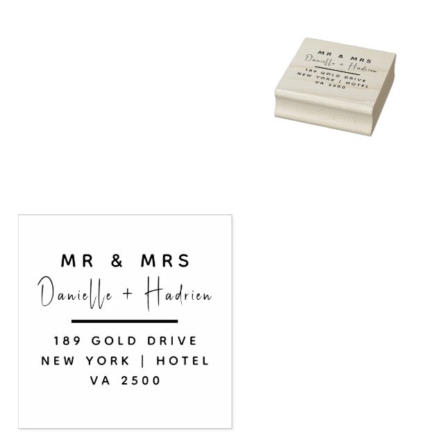 Mr & Mrs. Wedding Custom Rücksendeadresse Gummistempel (Stempel)