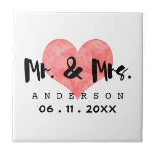 Mr. & Mrs. Wedding Date Fliese