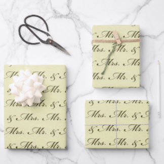 Mr & Mrs. Wedding elegante Braut und Bräutigam Geschenkpapier Set