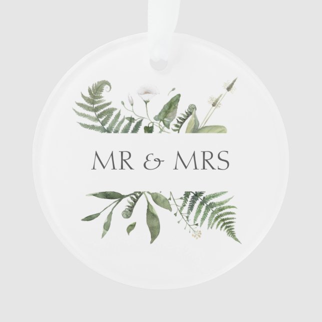 Mr & Mrs Wedding Keepsake Greenery Ornament (Vorderseite)