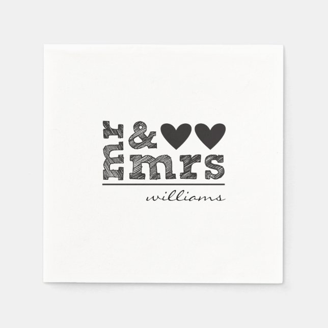 Mr. & Mrs. Wedding Napkins Serviette (Vorderseite)