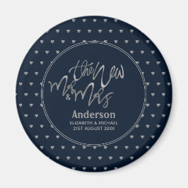 Mr & Mrs Wedding Navy Blue Silver Liebe Herts Magnet