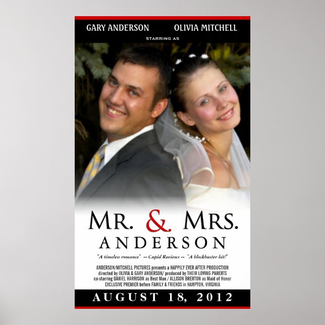 Mr & Mrs. Wedding Poster - Custom Movie Template (Vorne)