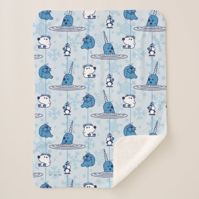 Mr. Narwhal Blue Snowflake Pattern Sherpadecke (Vorderseite)