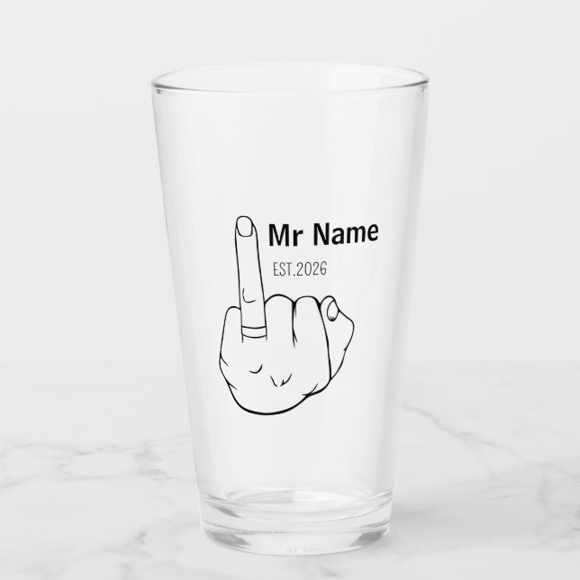Mr Newly Wed Personalised Engagement Ring Finger  Glas (Vorderseite)