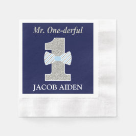 Mr One derful White Cocktail Napkin Serviette
