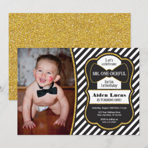 Mr ONEderful Birthday Invitation avec photo