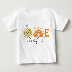 Mr.Onederful Rainbow and Sun Party Baby 1st Birthd T-shirt
