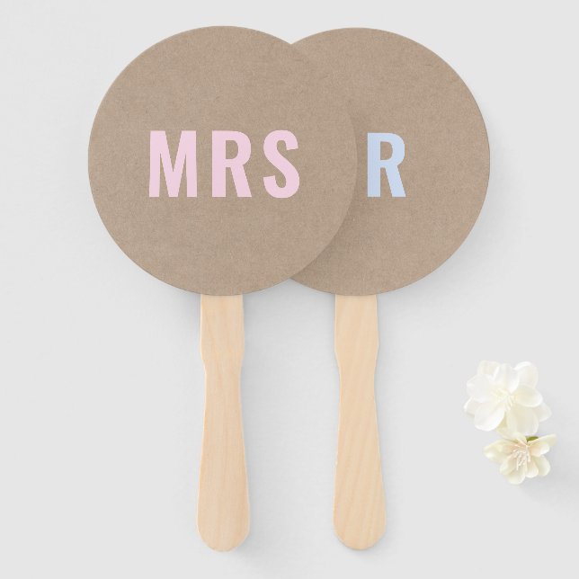 Mr. or Mrs.? | Rustic Kraft Bride Groom Wedgame Fächer (Vorne und Hinten)