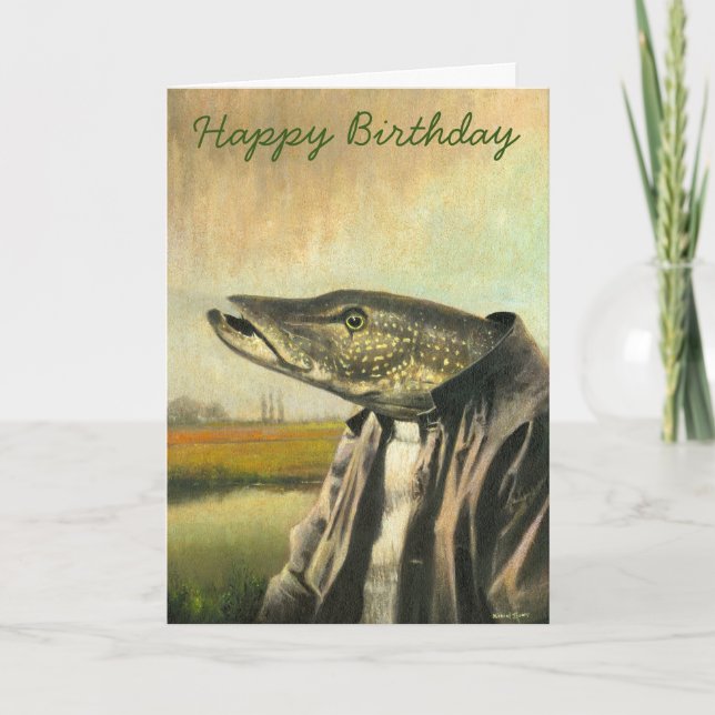 Mr Pike Fishing Birthday Card Dankeskarte (Vorderseite)