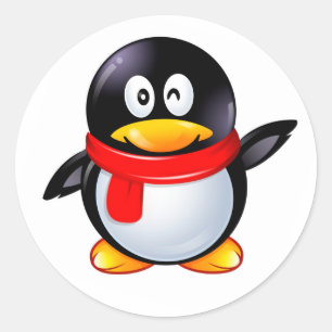 MR Red Penguin Runder Aufkleber