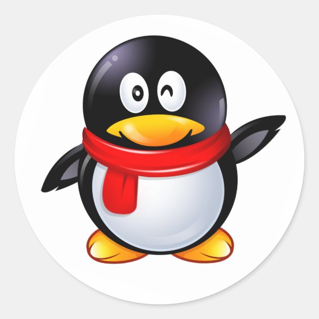 MR Red Penguin Runder Aufkleber (Vorderseite)