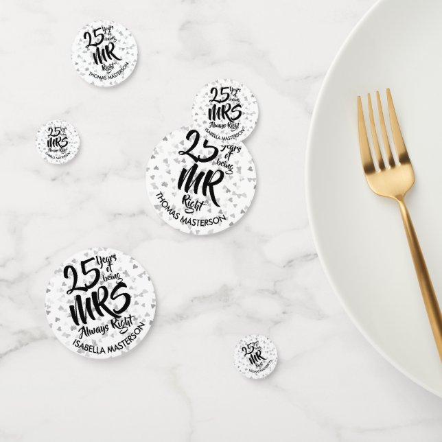 Mr. Right Fun 25-jähriges Bestehen Silver Hearts Konfetti (Gruppe)