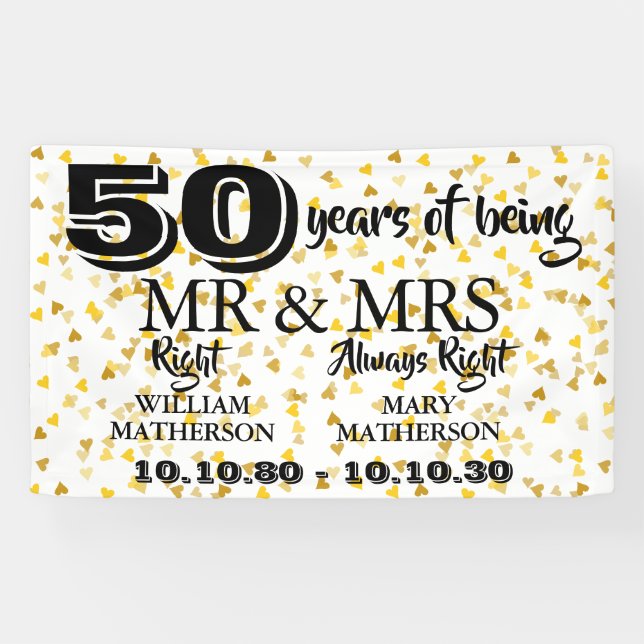 Mr Right Fun Golden 50 Jahre Banner (Horizontal)
