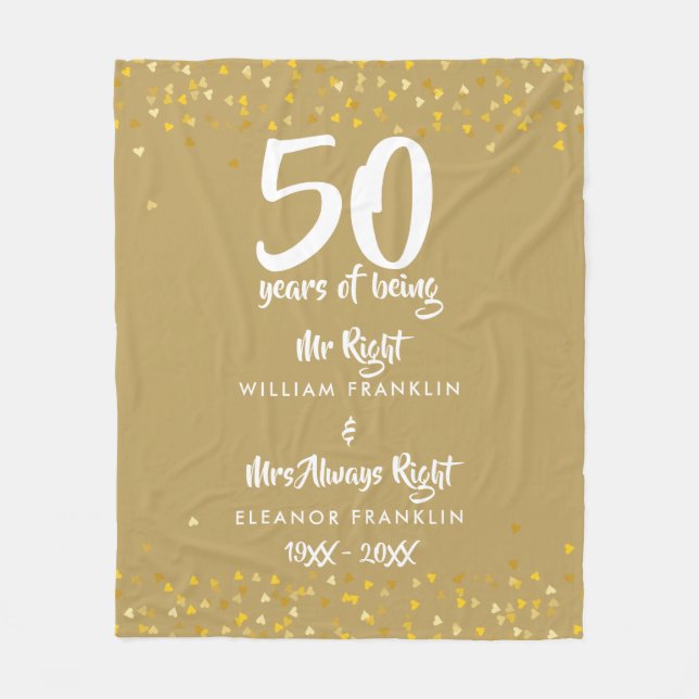 Mr Right Fun Golden 50 Jahre Fleecedecke (Vorderseite)