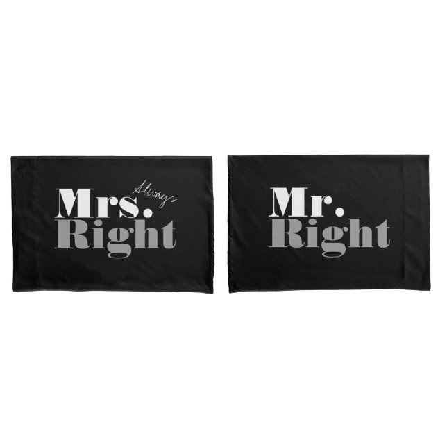 Mr. right und mrs immer richtig Pillowcases Kissenbezug (Vorderseite-Set)