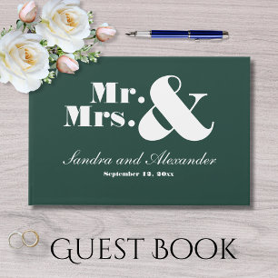 Mr. Script Chic Soft Emerald Green Wedding Gästebuch