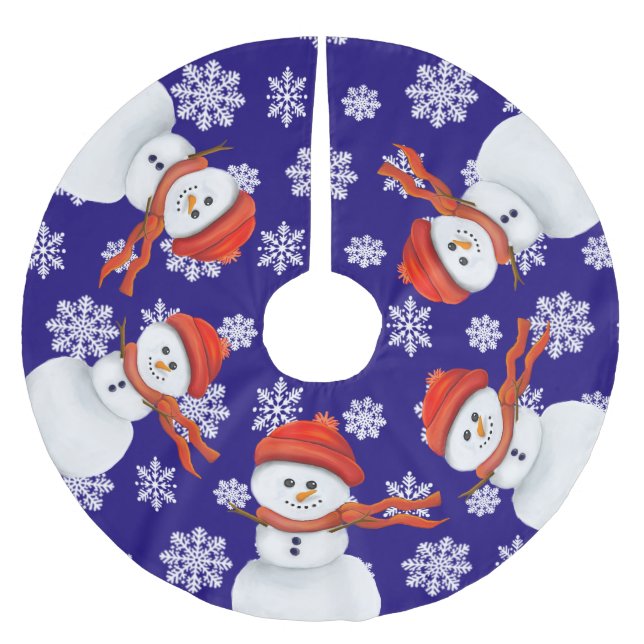 Mr. Snowman Polyester Weihnachtsbaumdecke (Vorderseite)