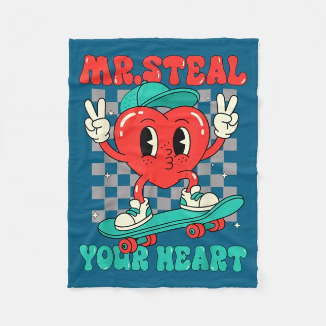 Mr Steal Your Heart For Boys Toddlers Valentine's  Fleecedecke (Vorderseite)