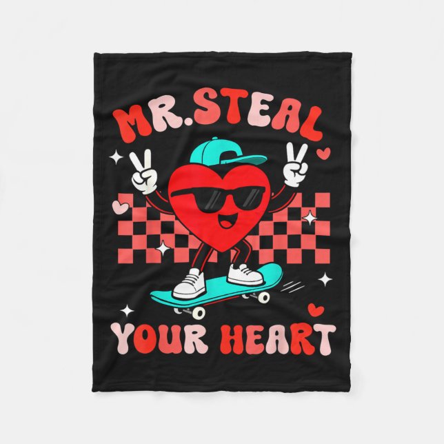 Mr Steal Your Heart For Boys Toddlers Valentine's  Fleecedecke (Vorderseite)
