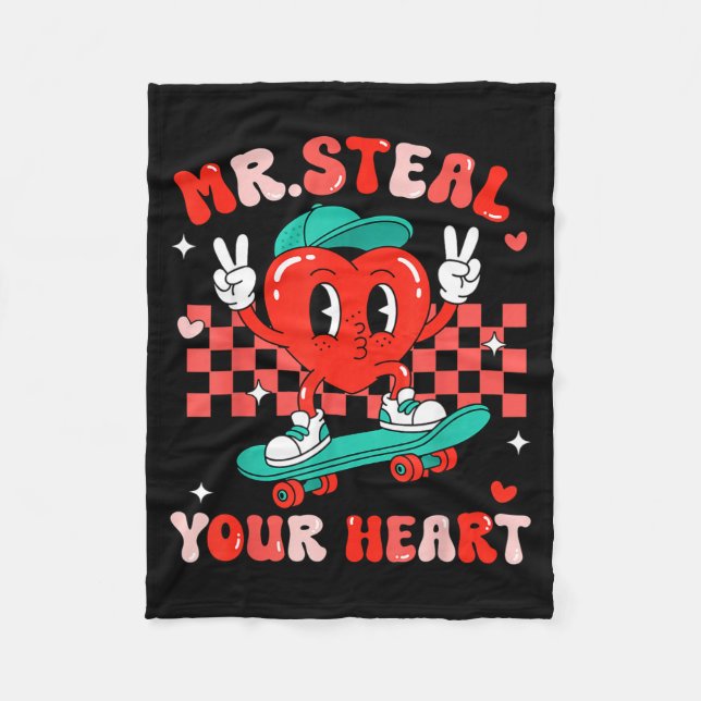Mr Steal Your Heart For Boys Toddlers Valentine's  Fleecedecke (Vorderseite)