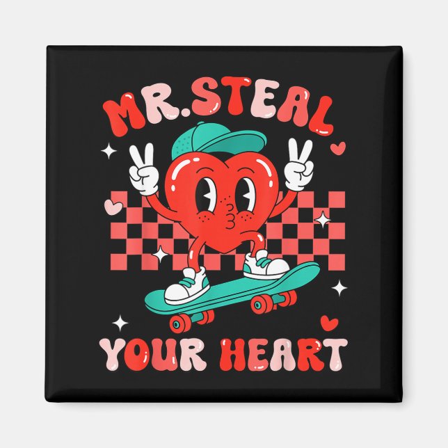 Mr Steal Your Heart For Boys Toddlers Valentine's  Magnet (Vorne)