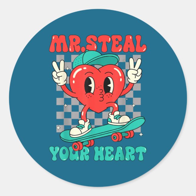 Mr Steal Your Heart For Boys Toddlers Valentine's  Runder Aufkleber (Vorderseite)