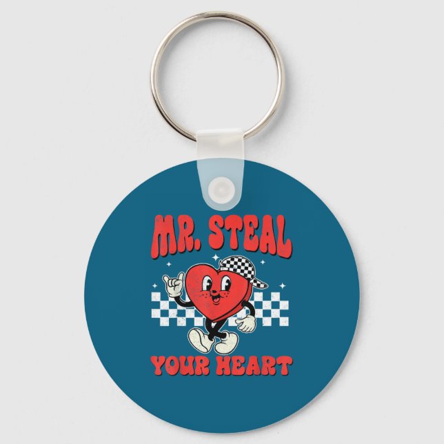 Mr Steal Your Heart For Boys Toddlers Valentine's  Schlüsselanhänger (Vorderseite)