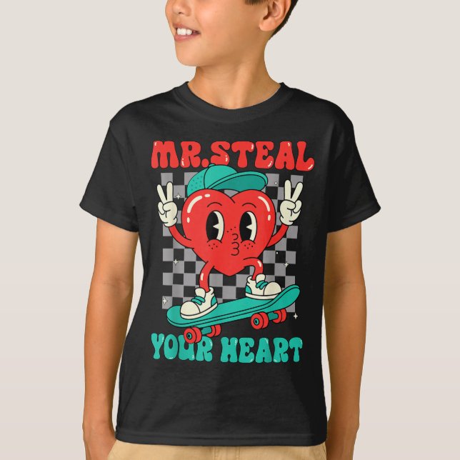 Mr Steal Your Heart For Boys Toddlers Valentine's  T-Shirt (Vorderseite)