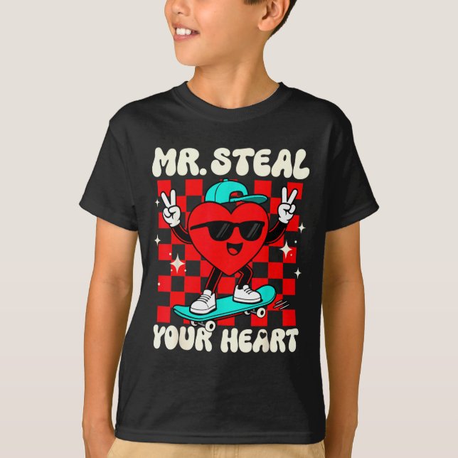Mr Steal Your Heart For Boys Toddlers Valentine's  T-Shirt (Vorderseite)