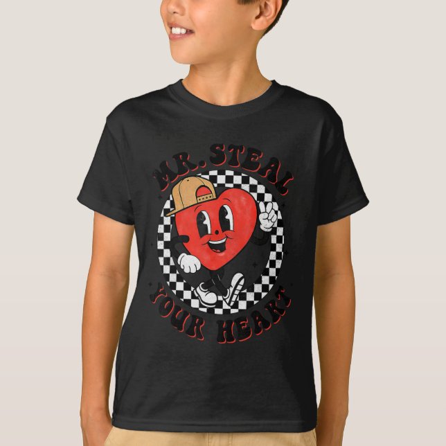 Mr Steal Your Heart For Boys Toddlers Valentine's  T-Shirt (Vorderseite)